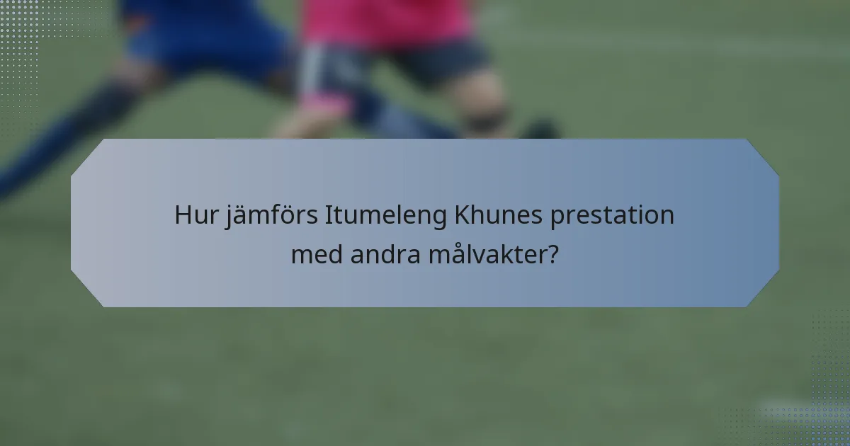 Hur jämförs Itumeleng Khunes prestation med andra målvakter?