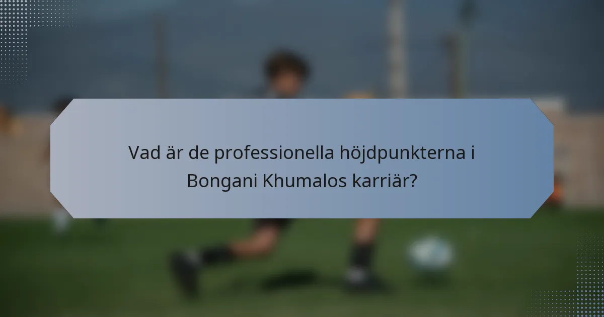 Vad är de professionella höjdpunkterna i Bongani Khumalos karriär?