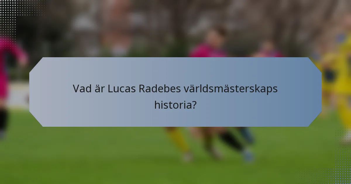 Vad är Lucas Radebes världsmästerskaps historia?