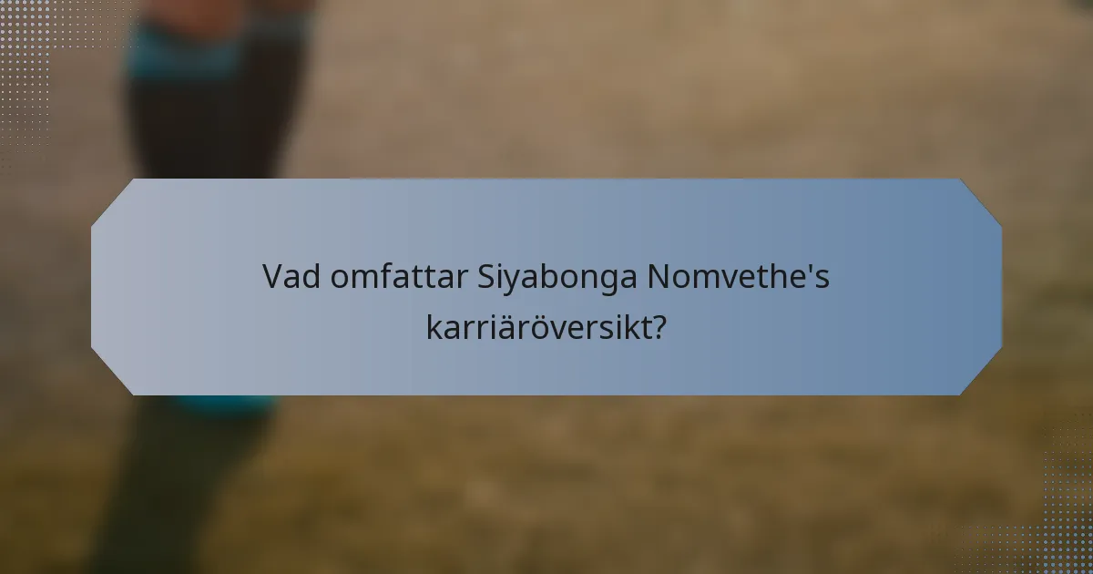 Vad omfattar Siyabonga Nomvethe's karriäröversikt?