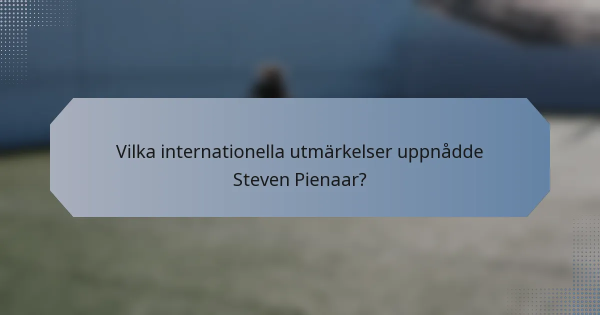 Vilka internationella utmärkelser uppnådde Steven Pienaar?