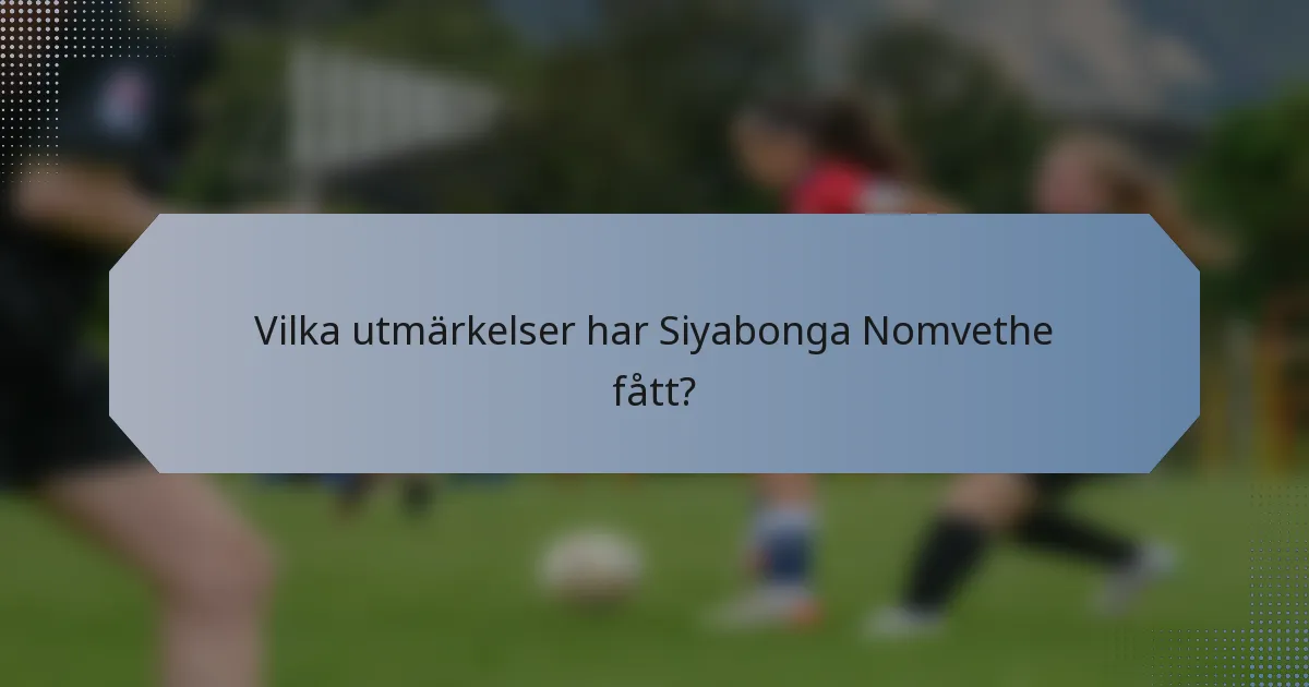 Vilka utmärkelser har Siyabonga Nomvethe fått?