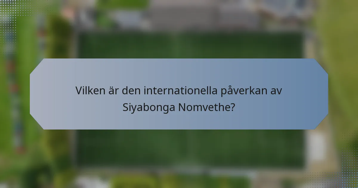 Vilken är den internationella påverkan av Siyabonga Nomvethe?